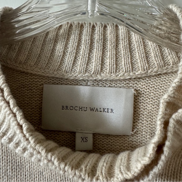 Brochu Walker Raya Ruched Crew Looker in Bisque & White size XS - Picture 8 of 9